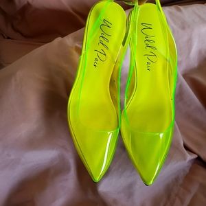 Lime clear sling backs